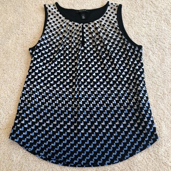 White House Black Market Tops - White House Black Market Key Hole Sleeveless Women's Blouse Tank Top Blue Black